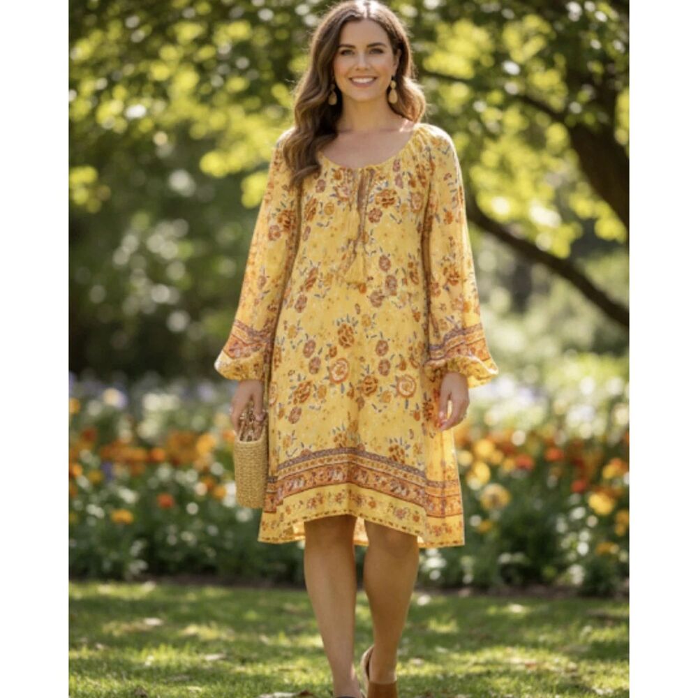Margaux Riviera Womens Floral Dress 3X Plus Boho Flowy Ruffle Casual Babydoll